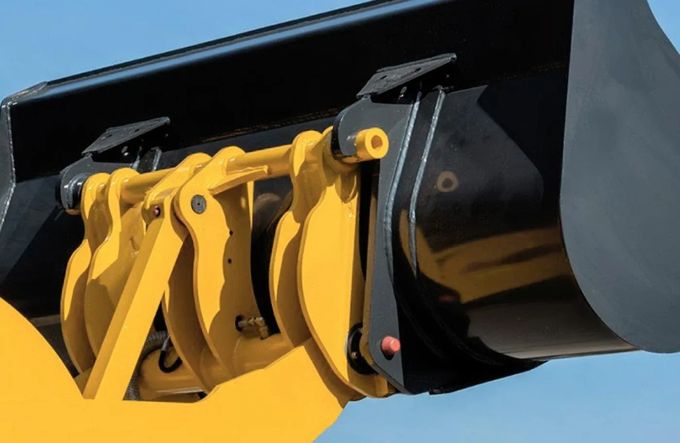 Closeup of a front end loader bucket