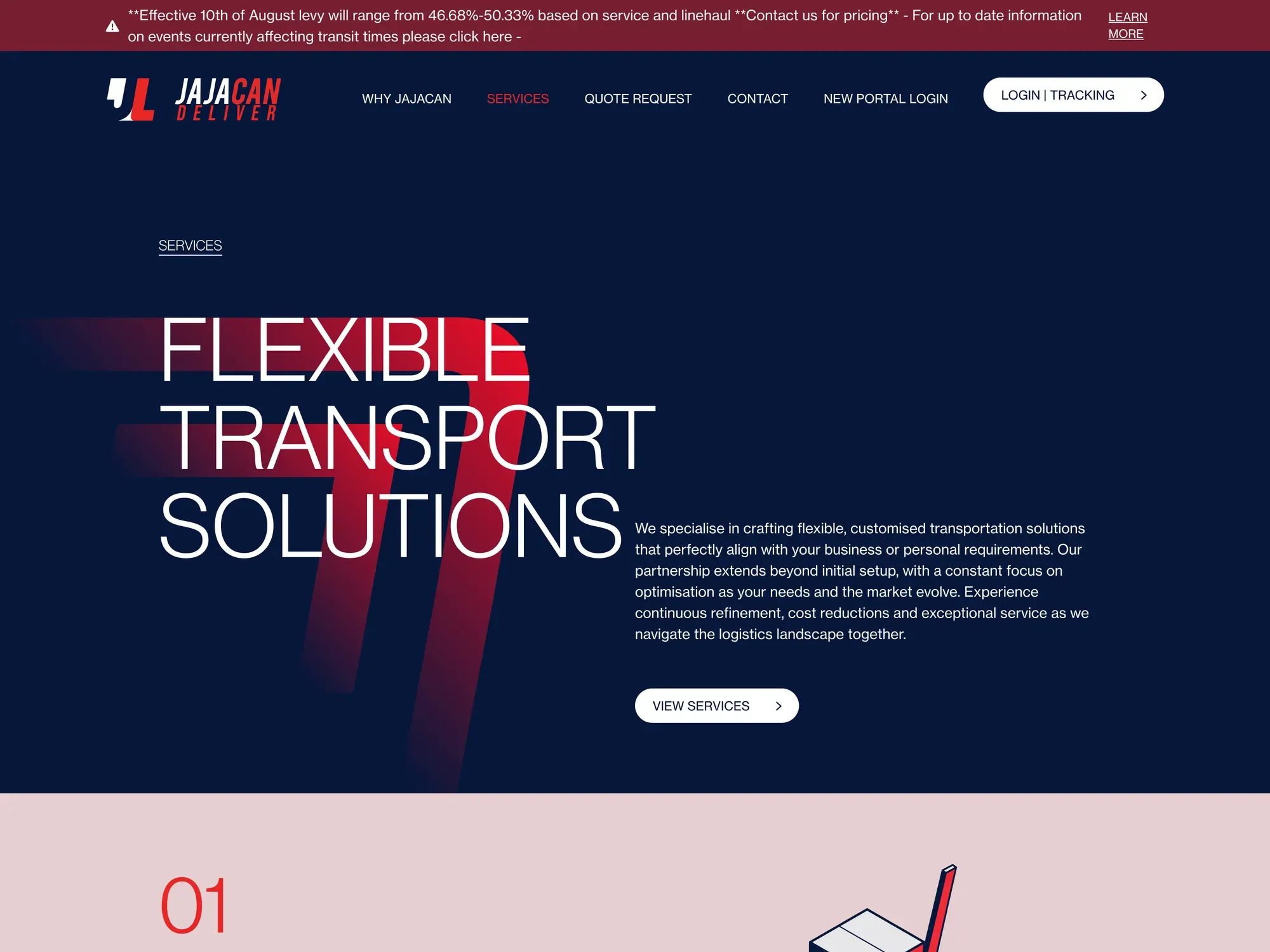 Another page from the Jajacan Logistics site