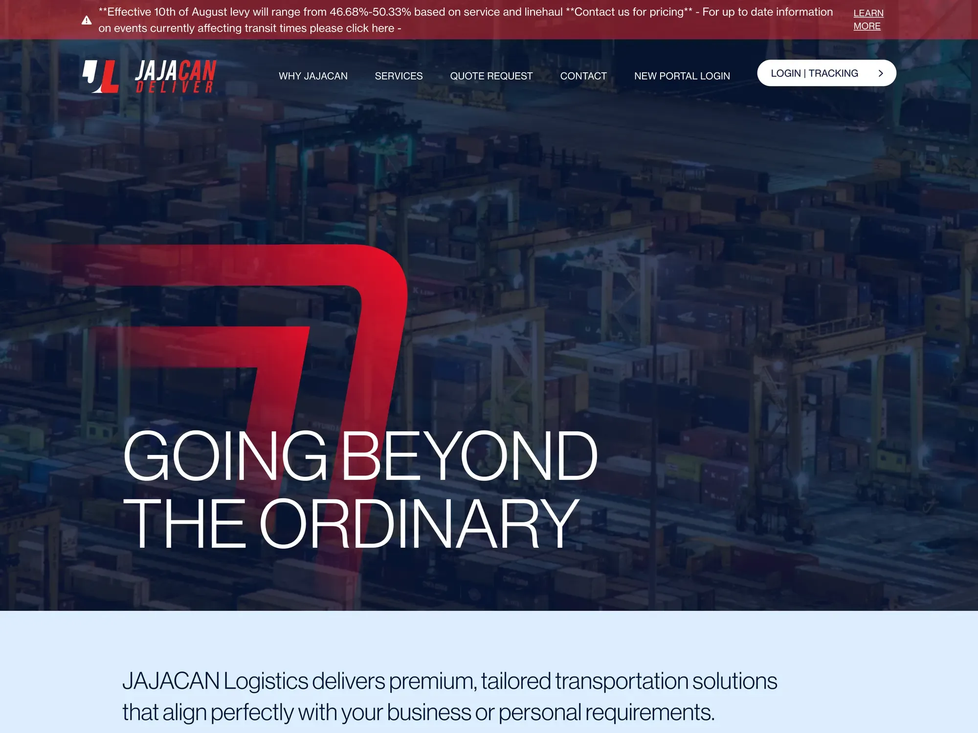 The Jajacan Logistics homepage