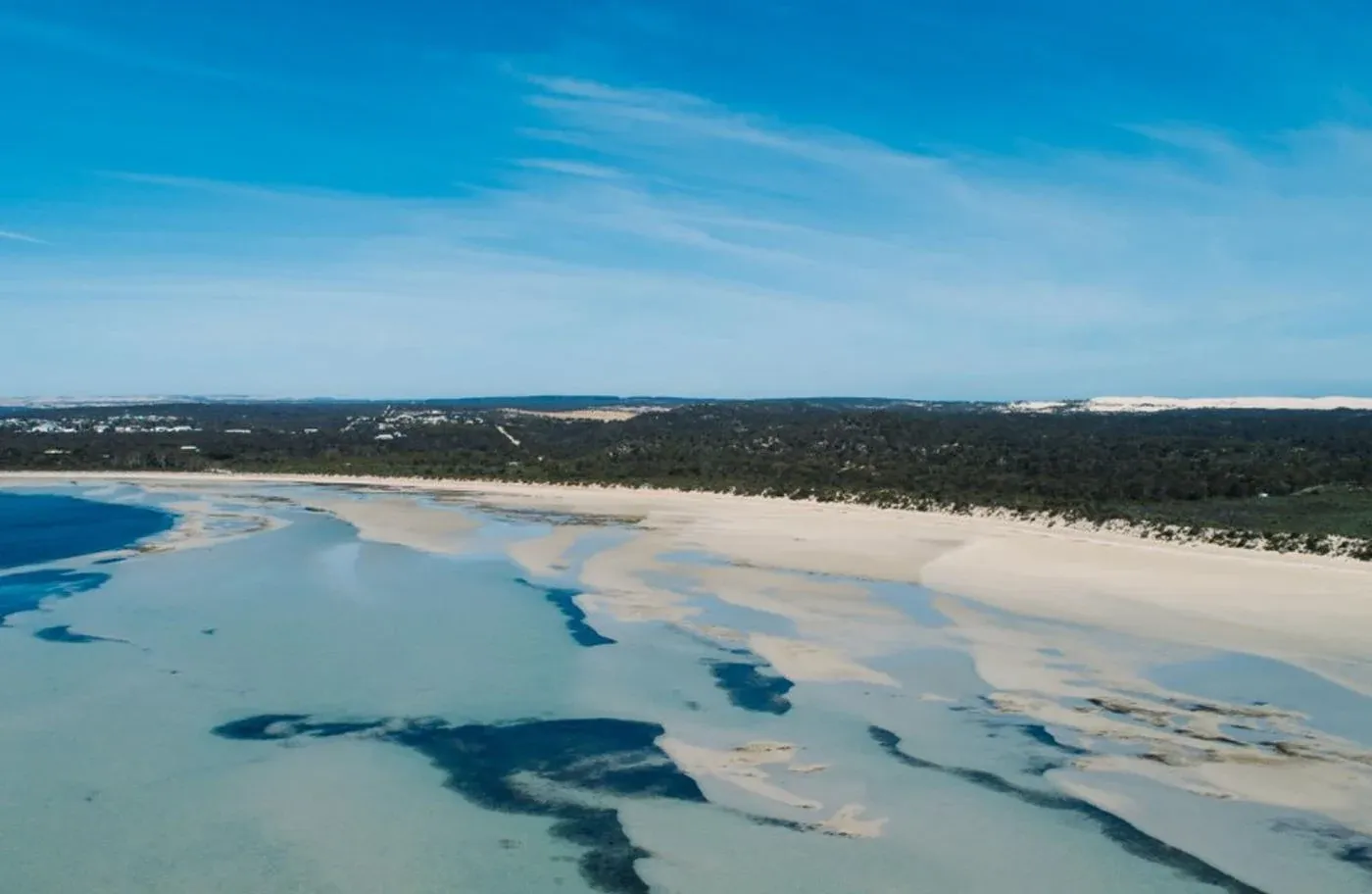 Visual shot of the beach meeting land at Coffin Bay