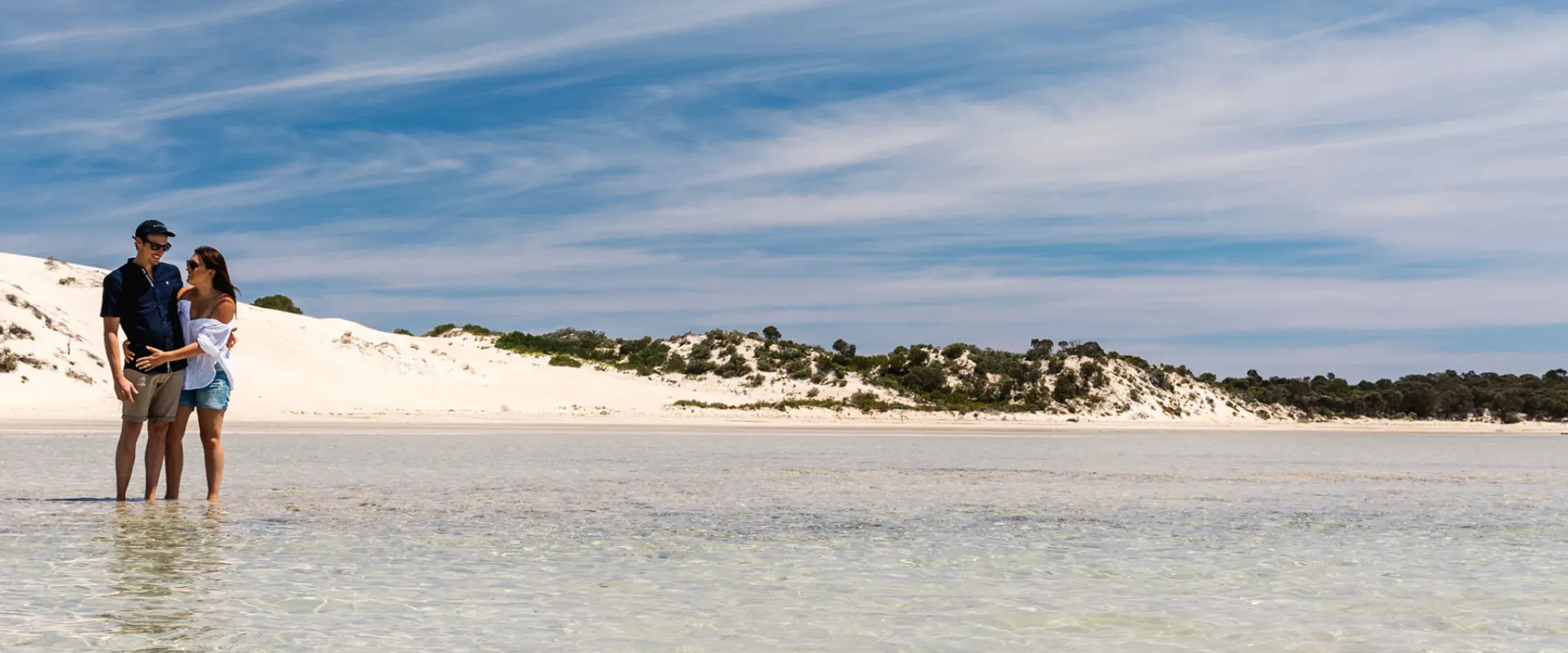 Visual shot of the beach meeting land at Coffin Bay