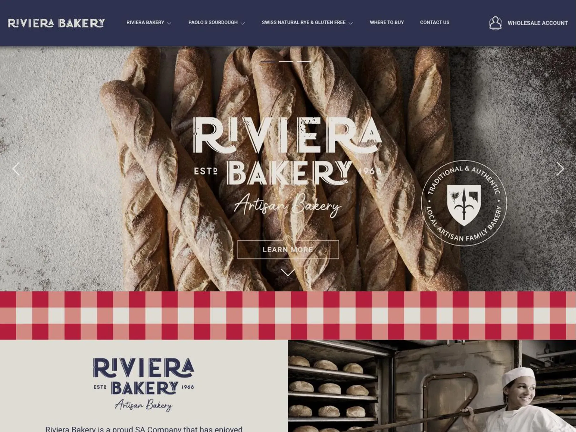 The Riviera Bakery homepage